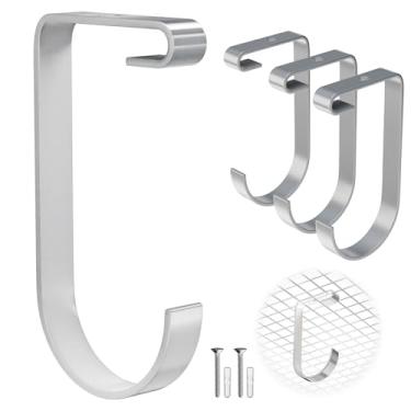 Imagem de EFEALL Ganchos de bicicleta para prateleiras de armazenamento de teto de garagem, pacote com 4 ganchos planos espessos de aço pesado, suporta até 22,7 kg, suporte de bicicleta adicional para