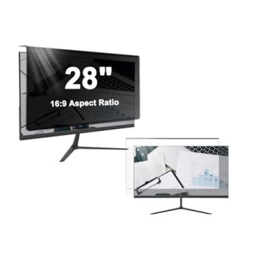 Imagem de LYLSMGS Filtro de tela de privacidade suspenso para monitor de computador de mesa de 71.1 cm, protetor de tela com bloqueio de luz azul brilhante, tela de privacidade para monitor de tela panorâmica