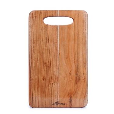 Imagem de Lahumzco Tábua de corte de madeira de acácia 38 x 23 cm – tábua multiuso para cortar, queijo, pão e charcutaria – Bandeja decorativa de madeira para cozinha e jantar