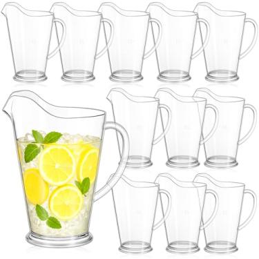 Imagem de Tessco for you 12 jarras de plástico de 1,700 g, jarra transparente para restaurante, jarro de água grande, para servir leite e chá, suco, bebida para festas, recipiente e dispensador de cerveja