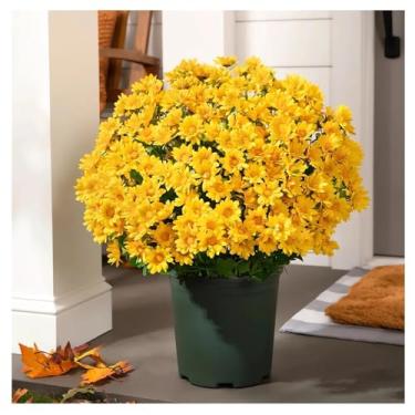 Imagem de Grandes flores artificiais ao ar livre, pôr do sol, mães, flores, resistentes ao clima UV, divertidas, plantas de flores falsas, realistas, outono, seda, mães, aparência real, decoração de jardim