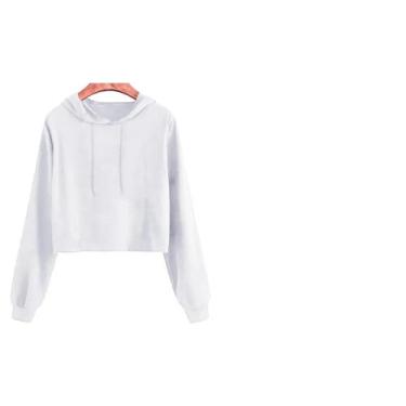 Imagem de Blusa Moletom Cropped Feminino Flanelado Liso Curto Capuz - LGAMN, Cin