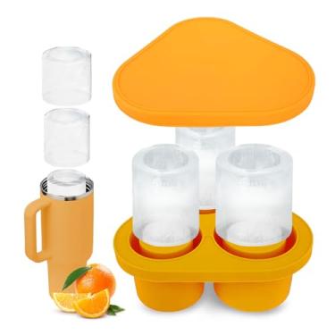 Imagem de 2 bandejas para cubos de gelo, molde de silicone para cubos de gelo com tampa, bandeja para máquina de gelo, reutilizável, bandeja de cubo de gelo de fácil liberação, livre de BPA, molde grande de