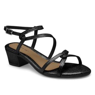 Imagem de Sandália Infantil Menina Pink Cats Saltinho Tiras Entrelaçadas Preto 30