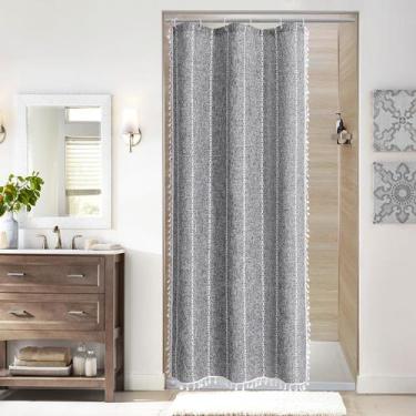 Imagem de Cortina de chuveiro MitoVilla Dark Grey Boho 90x180cm Poliéster