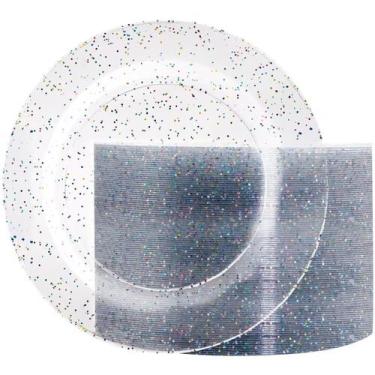 Imagem de Pratos de sobremesa de plástico Liacere Colored Glitter 19 cm 100 unid