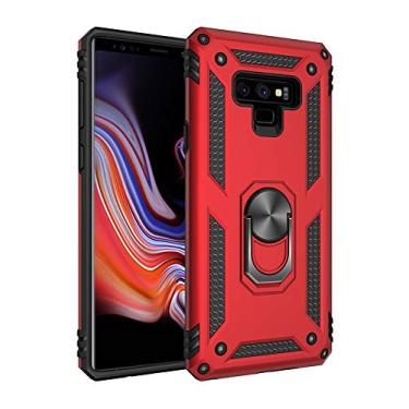 Imagem de SORAKA Capa para Samsung Galaxy Note9 com suporte de anel capa protetora para Samsung Galaxy Note9 capa traseira de policarbonato rígido com placa de metal para suporte magnético de telefone carro