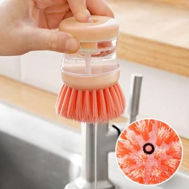 Imagem de Escova De Limpeza Com Recipiente Dispenser Para Detergente Multiuso Lava Louças Cabo Ergonômico E-ShopCenter