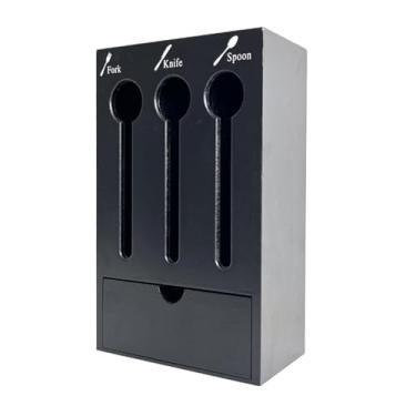 Imagem de MotiveTech Suporte para utensílios, dispensador de utensílios, escorredor de talheres, gaveta, suporte para talheres para sala de descanso, buffet, mesa de, Preto
