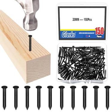 Imagem de Glarks Kit de 150 peças de pregos de aço de tijolo de 20 mm, pregos pretos de aço carbono, pregos de acabamento, pregos para pendurar com imagem e trança, pregos de madeira, pregos de cimento para