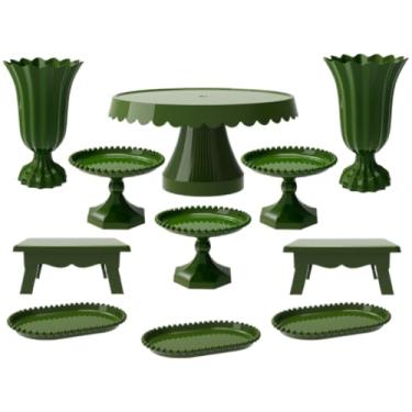 Imagem de Kit Festa Elegante - Boleira , Vasos, Mesas, Mini Boleiras E Bandejas PéRola | Conjunto Premium(VDO - VERDE OLIVA)