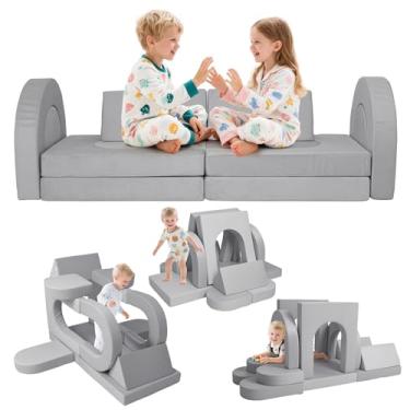 Imagem de Sofá modular infantil para crianças de 1 a 3 anos, sofás infantis que dobram, cadeira de espuma de pelúcia para sala de jogos infantil, espuma conversível de tecido de veludo e almofada de chão para