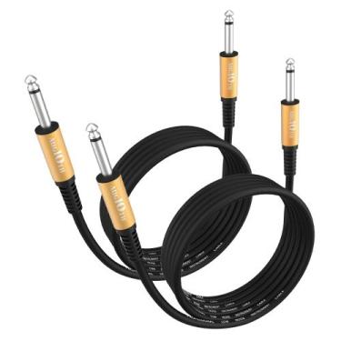 Imagem de Cabo de guitarra Augioth 15 pés preto, pacote com 2 unidades para Stag