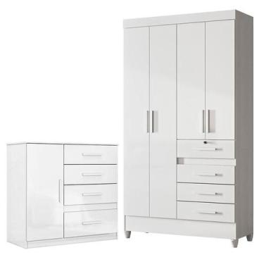Imagem de Guarda Roupa Infantil Sobral e Cômoda Vênus Branco Flex  Moval