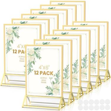 Imagem de Porta Carteles Acrílicos con Marco Dorado YOAEAILY 4x6 Doble Cara - Pa