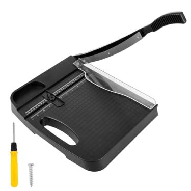 Imagem de blackonvlm Cortador de papel, cortador de papel portátil a4 para etiqueta com proteção de segurança automática e régua lateral, guilhotina de precisão para cortar cupons de cartão de papel artesanal e