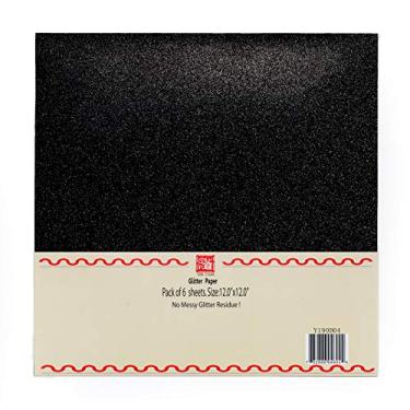 Imagem de Papel de cartão de glitter YZH Crafts, papel de glitter brilhante antiderrapante, bloco de papel de glitter sortido artesanal 30,48 cm por 30,48 cm, 12 folhas, 250 g/m 2 (ouro pálido), Preto, 12 inch X 12 inch, 1