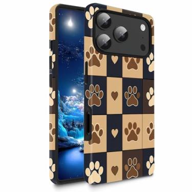 Imagem de Bxgolkgd Capa de telefone TPU + PC para iPhone 17 Pro de 6,3 polegadas, capa protetora à prova de choque de camada dupla, capa resistente à queda para homens e mulheres, estampa fofa de pata de animal