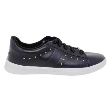 Imagem de Tênis Moleca Feminino Casual Aplique Lateral Preto, Preto, 35