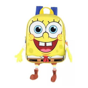 Imagem de Mochila De Costas Escolar Infantil Bob Esponja Apliques 3D Luxcel