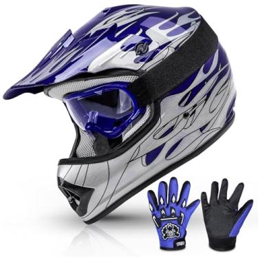 Imagem de Capacete de motocicleta TCMT Dot para jovens e crianças Motocross Offroad Street Capacete de motocicleta Branco Motocross Motocross ATV Capacete + Óculos + LuvasTCMT Small XF270206-S