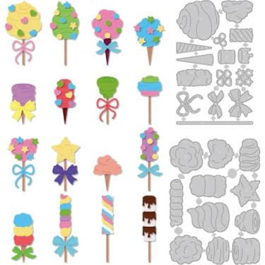 Imagem de DELORIGIN Conjunto de moldes de corte de metal de algodão doce, marshmallow, para fazer cartões, estêncil, aço carbono, molde de estêncil, molde de estêncil, para decoração de álbum de fotos faça você