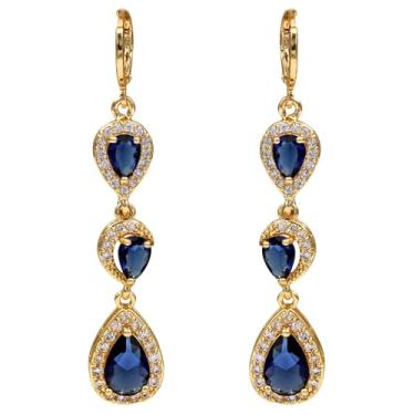 Imagem de Banhado a ouro 18K, conjunto de 4 pares de brincos pendentes para mulheres, brincos de flor/coração/animal/pérola, brincos hipoalergênicos de zircônia cúbica, leves, festas, brincos de ouro, joias