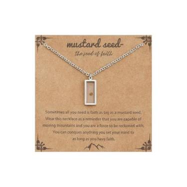 Imagem de Colar de semente de mostarda joia inspiradora de fé cristã, pingente longo de ouro, prata, delicado, simples, presentes para mulheres, Large, Sem Pedra Preciosa