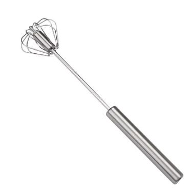 Imagem de Batedor Automático Misturador Ovos Inox Pressão Mixer Giratório Manual Fouet Profissional Omelete Bebidas Massa Creme