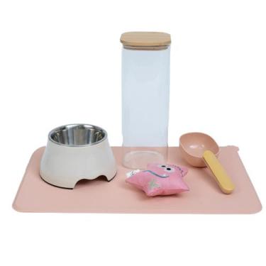 Imagem de Kit pet alimentação e pelúcia com pote e pá 5 pçs - Oikos - OIKOS ANIM