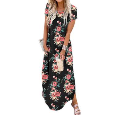 Imagem de Vestido feminino Jeqeocafy, de verão, casual, solto, manga curta, maxi