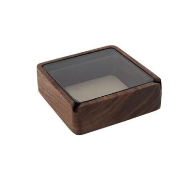 Imagem de Cinzeiro de madeira com tampa de vidro, cinzeiro de mesa quadrado para uso interno ou externo, para escritório, casa e colocação de doces, etc. cinzeiro