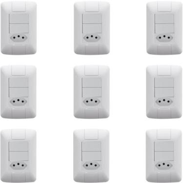 Imagem de 9 Conjunto 2 Interruptores Paralelo 6a + 1 Tomada 10a 250v - TRAMONTIN