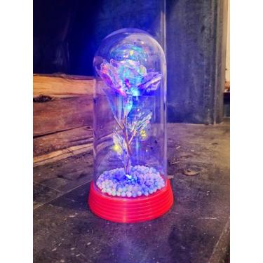 Imagem de Luminária A Rosa Encantada Galáxia Colorida A Bela E A Fera - Amor Lin