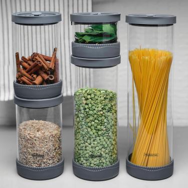 Imagem de Jogo de Potes Purezza de Vidro Herméticos com Tampa 5 Peças - Tramontina 64220/760