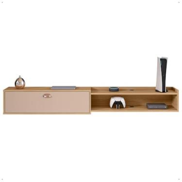 Imagem de Rack Bancada Suspensa 1.8 Estante Home Supremo King Tv 70 Pol. 1 Porta Nicho Organizador Sala Quarto - Hanover/Fendi