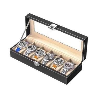 Imagem de Estojo Porta RelóGio, Joias E Bijuterias, Presente Elegante Com DivisóRias AjustáVeis(6 Nichos)