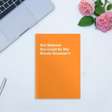 Imagem de Caderno de caderno, cadernos para trabalho, anotações e anotações, acessórios de escritório engraçados, presentes para colega de trabalho, professor, amigo, amizade, Natal, notas de capa laranja, 14 x