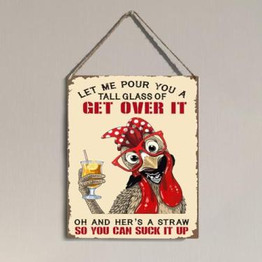 Imagem de Placa de parede engraçada para casa de galinheiro de galinheiro presentes para mulheres rústica fazenda cozinha galinheiros cabine ao ar livre decoração de porta de casa acessórios de galinha placa de