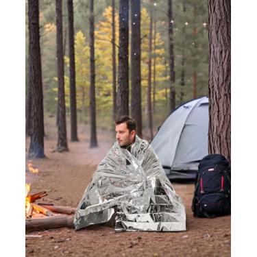 Imagem de Cobertor térmico de emergência compacto refletivo Mylar cobertor para acampamento ao ar livre, caminhadas, primeiros socorros LCC1869-02