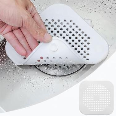 Imagem de Filtro de ralo de pia antientupimento protetor de ralo de malha de aço inoxidável para apanhador de cabelo de cozinha e banheiro branco