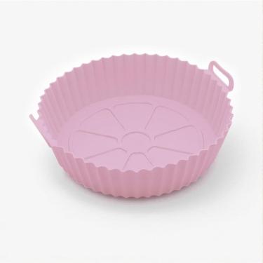 Imagem de Forma Reutilizável De Silicone Rosa Para Airfryer 16Cm