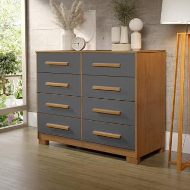 Imagem de Cômoda Fazzio Lara 8 Gavetas Freijó Nature/Cinza