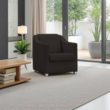 Imagem de Poltrona Para Sala Decorativa Cadeira Reforçada Para Recepção Consultório Escritório Pé Cromado - Clique E Decore (Marrom)