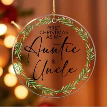 Imagem de Enfeites de Natal do primeiro Natal como tia e tio, presentes de anúncio de gravidez para tia e tio, enfeites de acrílico para novos tios para decorações de árvore de Natal