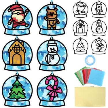 Imagem de Qyeahkj Conjunto de 36 conjuntos de apanhadores de sol de inverno, kit de artesanato para crianças, faça você mesmo, boneco de neve, boneco de neve, globo de rena, kit de artesanato para pendurar para