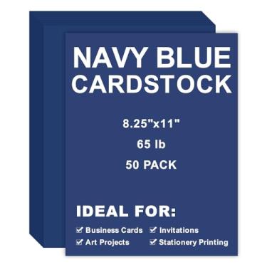 Imagem de Cartolina 8,5 x 11, 50 peças, 29,5 kg/180 g/m², papel para impressora para artesanato, papelaria, cartões de visita, impressão de escritório (azul marinho, 50 peças)