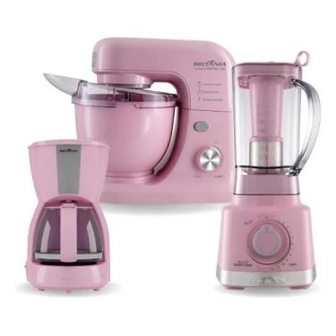 Imagem de Kit Batedeira+liquidificador+cafeteira 3 Em 1 Rosa 220v - Britânia, Ro