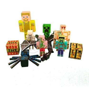 Imagem de Kit Minecraft Dragão 3 Bonecos 1 Creeper 1 Aranha Azul