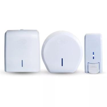 Imagem de Kit Completo para Banheiro 3 em 1 - Porta Papel Higiênico, Toalheiro e Saboneteira Nobre(Branca)